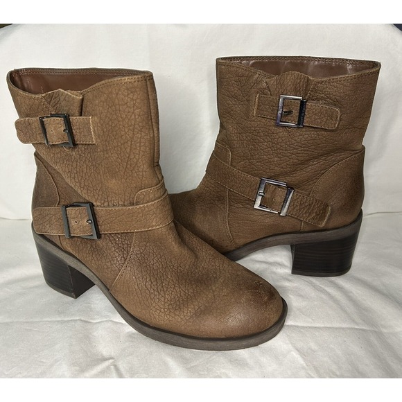Kenneth Cole reaction brown leather boots buckles women's size 8.5 M Camden Runs - Picture 4 of 12